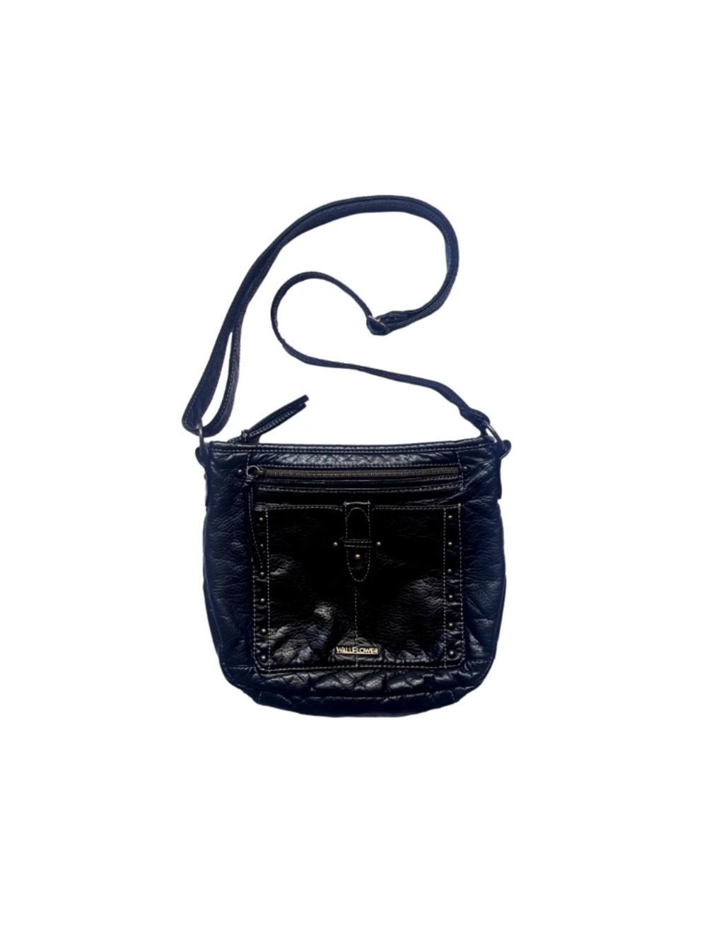 Wallflower Black Quilted Faux Leather Crossbody Bag